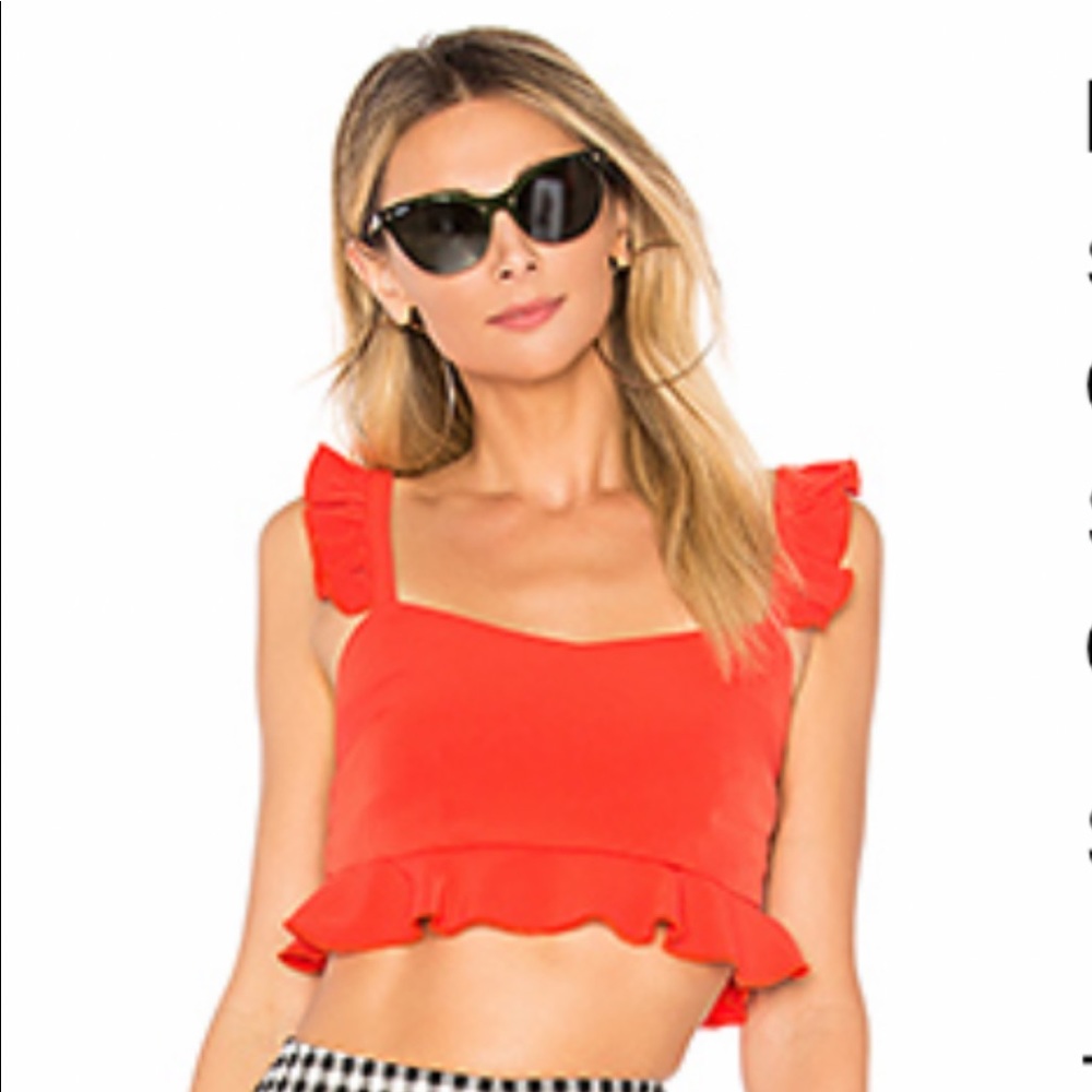 by the way Monroe Ruffle Crop Top